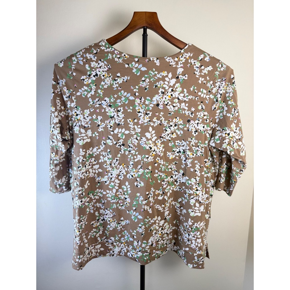 J.Jill Women Floral Crew Neck Supima Luxe Tunic Top Brown Boho sz 3X Stretch - Picture 12 of 13